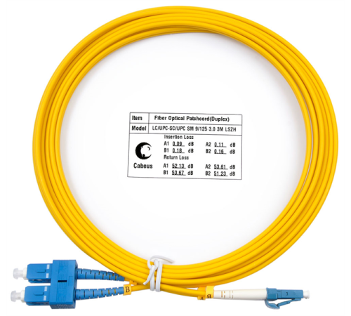 Шнур оптический duplex lc-sc 9/125 sm 3м lszh Cabeus FOP(d)-9-LC-SC-3m (FOP(d)-9-LC-SC-3m)