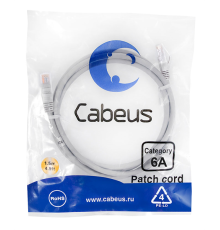 Патч-корд u/utp, категория 6а (10g), серый, lszh, 1.5м Cabeus PC-UTP-RJ45-Cat.6a-1.5m-LSZH Патч-корд U/UTP, категория 6а (10G), 2xRJ45/8p8c, неэкранированный, серый, LSZH, 1.5м (PC-UTP-RJ45-Cat.6a-1.5m-LSZH)