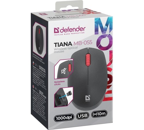 Мышка USB OPTICAL WRL MB-055 BLACK 52055 TIANA DEFENDER