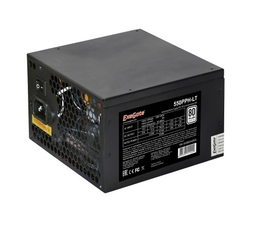Exegate EX282042RUS Блок питания 550W Exegate 550PPH-LT, RTL, 80+, ATX, black, APFC, 12cm, 24p, (4+4)p, 5*SATA, 3*IDE Exegate EX282042RUS Блок питания 550W Exegate 550PPH-LT, RTL, 80+, ATX, black, APFC, 12cm, 24p, (4+4)p, 5*SATA, 3*IDE