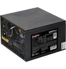 Exegate EX282044RUS-OEM-S Блок питания 600W ExeGate 80 PLUS® 600PPH-LT-S-OEM (ATX, APFC, КПД 82% (80 PLUS)SC, 12cm fan, 24pin, (4+4)pin, PCIe, 5xSATA, 3xIDE, black, кабель 220V с защитой от выдергиван
