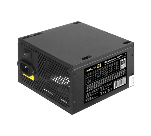Exegate EX292150RUS-OEM-S Блок питания 450W ExeGate 80 PLUS® 450PPH-LT-OEM (ATX, APFC, КПД 82% (80 PLUS), 12cm fan, 24pin, (4+4)pin, PCIe, 5xSATA, 3xIDE, black, кабель 220V с защитой от выдергивания)