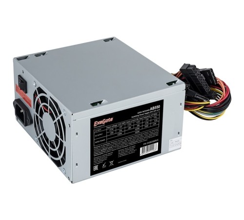 Exegate EX292142RUS-S Блок питания 600W ExeGate AB600 (ATX, SC, 8cm fan, 24pin, 4+4pin, PCI-E, 3xSATA, 2xIDE, кабель 220V с защитой от выдергивания)