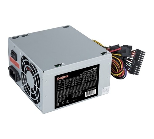 Exegate EX292144RUS-S Блок питания 600W ExeGate CP600 (ATX, SC, 8cm fan, 24pin, 4+4pin, PCI-E, 3xSATA, 2xIDE, кабель 220V с защитой от выдергивания)
