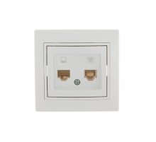 Розетка компьютерная + телефонная 2-м СП Mira RJ45 + RJ11 бел./бел. LEZARD 701-0202-143