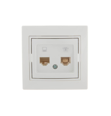 Розетка компьютерная + телефонная 2-м СП Mira RJ45 + RJ11 бел./бел. LEZARD 701-0202-143