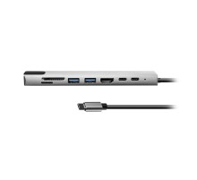 Bion Мульти переходник USB Type-C - 2*USB Type-C/2*USB-A 3.0/HDMI/SD/TF/RJ-45 100мб/с, 100W, длина кабеля 20см [BXP-A-USBC-MULTI-01]