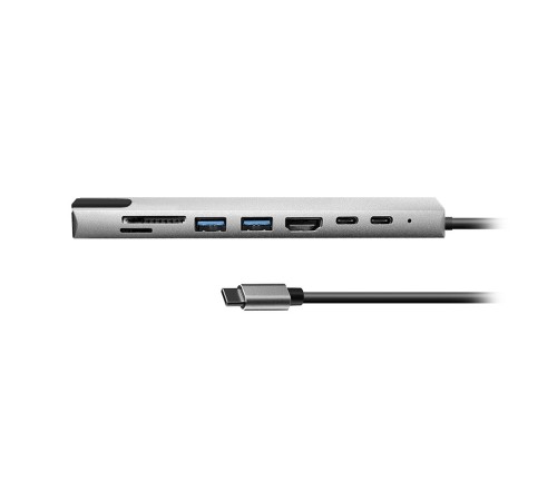 Bion Мульти переходник USB Type-C - 2*USB Type-C/2*USB-A 3.0/HDMI/SD/TF/RJ-45 100мб/с, 100W, длина кабеля 20см [BXP-A-USBC-MULTI-01]