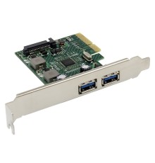 ORIENT AM-U3142PE-2A, Контроллер PCI-Ex4 v3.0, USB 3.2 Gen2, 2-port ext Type-A, ASM3142 chipset, разъем доп.питания, в комплекте LP планка крепления (31273)