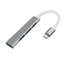 ORIENT CU-323, Type-C USB 3.0 (USB 3.1 Gen1)/USB 2.0 HUB 4 порта: 1xUSB3.0 + 3xUSB2.0, USB штекер тип С, алюминиевый корпус, серебристый (31235)
