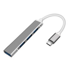 ORIENT CU-323, Type-C USB 3.0 (USB 3.1 Gen1)/USB 2.0 HUB 4 порта: 1xUSB3.0 + 3xUSB2.0, USB штекер тип С, алюминиевый корпус, серебристый (31235)