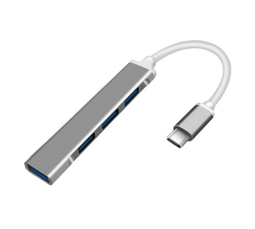 ORIENT CU-323, Type-C USB 3.0 (USB 3.1 Gen1)/USB 2.0 HUB 4 порта: 1xUSB3.0 + 3xUSB2.0, USB штекер тип С, алюминиевый корпус, серебристый (31235)