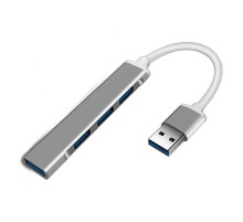 ORIENT CU-322, USB 3.0 (USB 3.1 Gen1)/USB 2.0 HUB 4 порта: 1xUSB3.0+3xUSB2.0, USB штекер тип А, алюминиевый корпус, серебристый (31234)