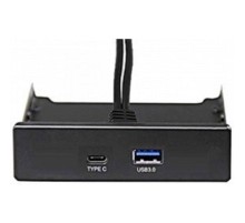Exegate EX280447RUS Планка USB на переднюю панель Exegate U3H-617, 3,5", 1*USB3.0+1*TypeC, черная, подсоед-е к мат. плат