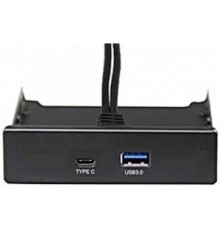 Exegate EX280447RUS Планка USB на переднюю панель Exegate U3H-617, 3,5", 1*USB3.0+1*TypeC, черная, подсоед-е к мат. плат