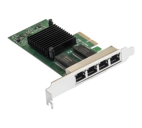 Exegate EX292508RUS Сетевой адаптер ExeGate EXE-I350-T4V2 (PCI-E x4 v2.1, порты 4xRJ45 (медные), 10/100/1000Mbps, Gigabit NIC Intel Chipset NHI350AM4)