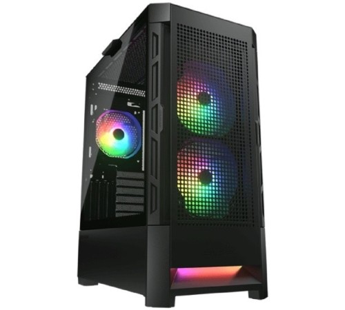 Cougar Airface RGB Black, 2х140мм + 1x120mm ARGB Fan, ARGB Fan Hub, без БП, черный, ATX