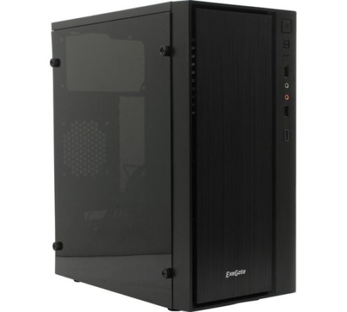 Exegate EX283754RUS Корпус Minitower ExeGate mEVO-9301-RGB (mATX, без БП, с окном, 2*USB+1*USB3.0, HD аудио, черный с RGB подсветкой)