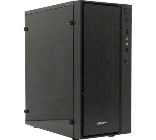 Exegate EX283752RUS Корпус Minitower ExeGate mEVO-9301-RGB-600W-12 (mATX, БП 600NPX с вент. 12см, с окном, 2*USB+1*USB3.0, HD аудио, черный с RGB подсветкой)