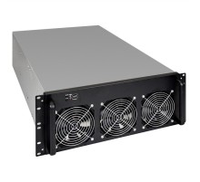 Exegate EX288960RUS Корпус для майнинга ExeGate Pro 8-650 <без БП, 2*USB, 6*fan 120мм, места под: 8 видеокарт, 1 БП>