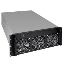 Exegate EX288960RUS Корпус для майнинга ExeGate Pro 8-650 <без БП, 2*USB, 6*fan 120мм, места под: 8 видеокарт, 1 БП>
