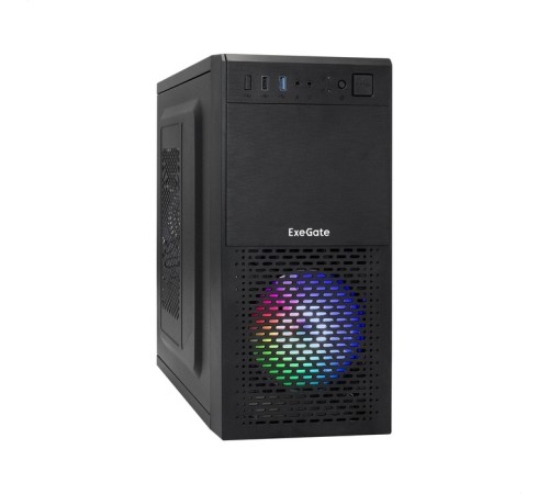 Exegate EX292982RUS Корпус Minitower ExeGate mEVO-7807-NPX400 (mATX, БП 400NPX 12см, 1*USB+1*USB3.0, черный 1x12 см с RGB подсветкой)
