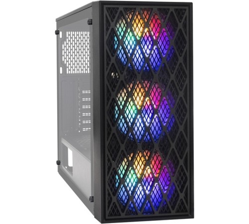 Exegate EX293017RUS Корпус Miditower ExeGate EVO-8243-NPX500 (ATX, БП 500NPX с вент 12 см, 2*USB+1*USB3.0, черный, 3 вент. с RGB подсветкой, боковая панель - закаленное стекло)