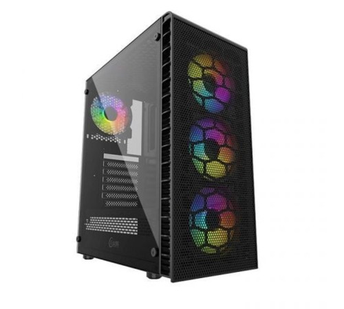 Powercase Mistral Z4C Mesh LED, Tempered Glass, 4x 120mm 5-color fan, чёрный, ATX  (CMIZ4C-L4)