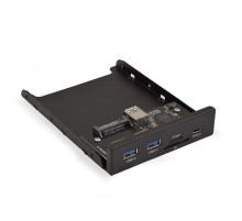 Exegate EX283578RUS Планка USB на переднюю панель ExeGate U3H-621, 3,5", 2*USB3.0+1*TypeC+1*SD+TF card, черная, металл, подсоединение к мат. плате