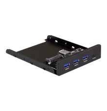 Exegate EX283579RUS Планка USB на переднюю панель ExeGate U3H-623, 3,5", 3*USB3.0+1*TypeC, черная, металл, подсоединение к мат. плате