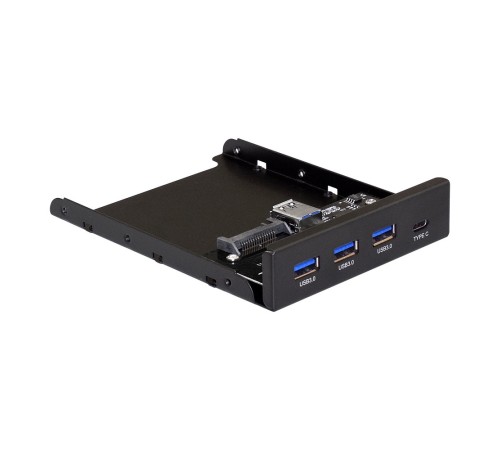 Exegate EX283579RUS Планка USB на переднюю панель ExeGate U3H-623, 3,5", 3*USB3.0+1*TypeC, черная, металл, подсоединение к мат. плате