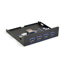 Exegate EX283580RUS Планка USB на переднюю панель ExeGate U3H-625, 3,5", 4*USB3.0, черная, металл, подсоединение к мат. плате