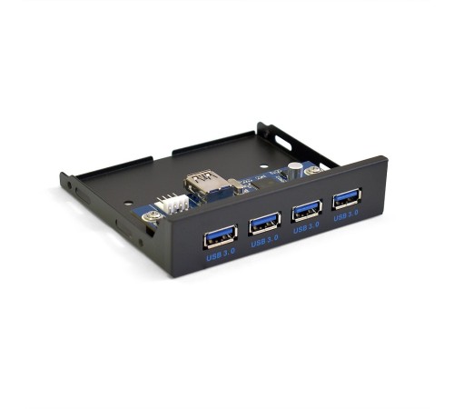 Exegate EX283580RUS Планка USB на переднюю панель ExeGate U3H-625, 3,5", 4*USB3.0, черная, металл, подсоединение к мат. плате