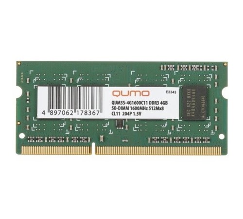 QUMO DDR3 SODIMM 4GB QUM3S-4G1600C11 PC3-12800, 1600MHz