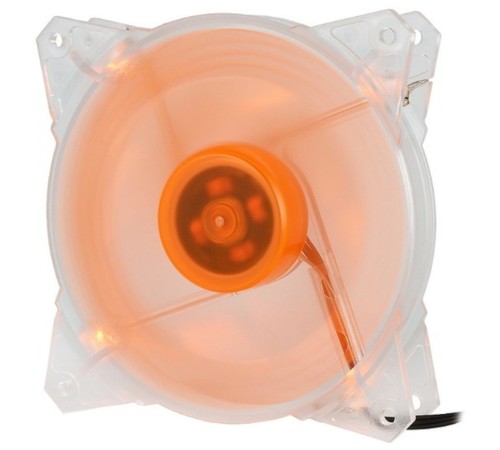 CROWN Вентилятор для компьютерного корпуса CMCF-12025S-1213 (120*120*25мм;Оранжевый 4LED;1500 об/мин;35CFM;20Дб;Подшипник скольжения;3pin+MOLEX(папа-мама) 40+10см)