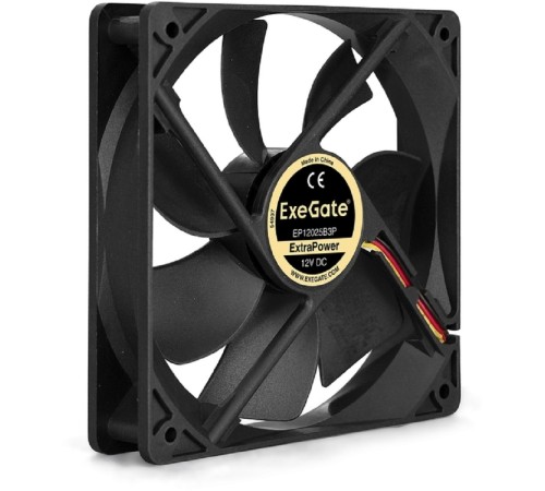 Exegate EX283386RUS Вентилятор ExeGate ExtraPower EP12025B3P, 120x120x25 мм, двойной шарикоподшипник, 3pin, 1600RPM, 25dBA