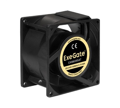 Exegate EX289002RUS Вентилятор 220В ExeGate EX08038SAT (80x80x38 мм, Sleeve bearing (подшипник скольжения), клеммы, 2400RPM, 36dBA)