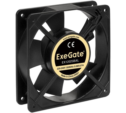 Exegate EX289013RUS Вентилятор 220В ExeGate EX12025BAL (120x120x25 мм, 2-Ball (двойной шарикоподшипник), подводящий провод 30 см, 22000RPM, 33dBA)