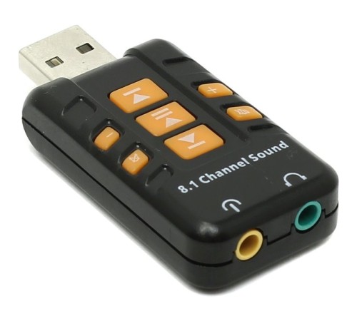 ORIENT AU-01PL (Bl)  USB адаптер для микрофона и наушников комбинированная расцветка (Черный)