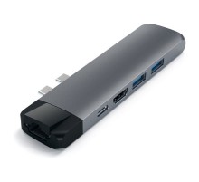 Satechi [ST-TCPHEM] Адаптер USB Aluminum Pro Hub with Ethernet & 4K HDMI). Цвет серый космос