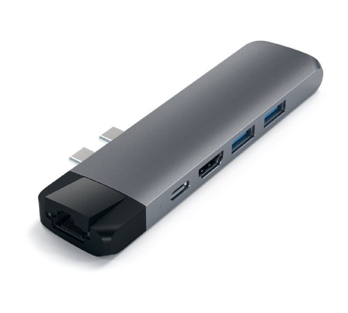 Satechi [ST-TCPHEM] Адаптер USB Aluminum Pro Hub with Ethernet & 4K HDMI). Цвет серый космос