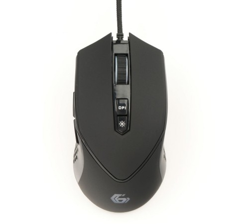 Мышь игровая Gembird MG-770, USB, чёрн., 3200DPI, 7 кн., рег. подсв., каб. тканевый 1.8 м