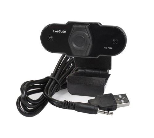 Exegate EX287386RUS Веб-камера ExeGate BlackView C525 HD Tripod (матрица 1/3" 1,3 Мп, 1280х720, 720P, 30fps, 4-линзовый объектив, USB+35mm Jack, фиксированный фокус, микрофон с шумоподавлением)