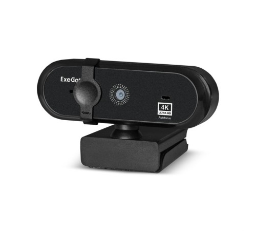 Exegate EX287383RUS Веб-камера ExeGateStream HD 4000 4K UHD T-Tripod (матрица 1/3" 8 Мп, 3840x2160, 32fps, 4-линзовый объектив (стекло), автофокус, шторка, USB, микрофон с шумоподавлением, поворотное