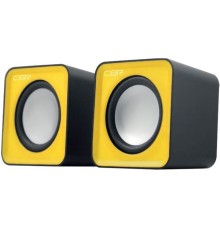 CBR CMS 90 Yellow, Акустическая система 2.0, питание USB, 2х3 Вт (6 Вт RMS), материал корпуса пластик, 3.5 мм линейный стереовход, регул. громк., длина кабеля 1 м, цвет жёлтый