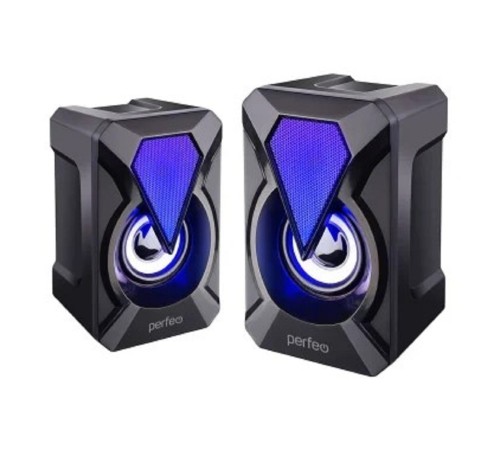 Perfeo колонки "FLAMES", 2.0, мощность 2х3 Вт, USB, чёрн, Game Design, LED подсветка 7 цв