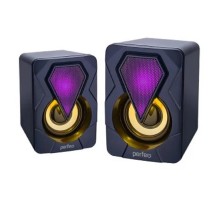 Perfeo колонки "SHINE", 2.0, мощность 2х3 Вт, USB, чёрн, Game Design, LED подсветка 7 цв