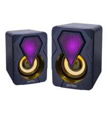Perfeo колонки "SHINE", 2.0, мощность 2х3 Вт, USB, чёрн, Game Design, LED подсветка 7 цв