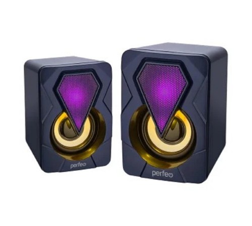 Perfeo колонки "SHINE", 2.0, мощность 2х3 Вт, USB, чёрн, Game Design, LED подсветка 7 цв