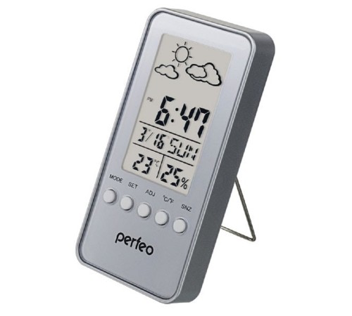 Perfeo Часы-метеостанция "Window", серебряный, (PF-S002A) время, температура, влажность, дата